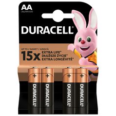 Baterie jednorázová alkalická, tužková, AA, 1.5V, Duracell, blistr, 4-pack, MN1500