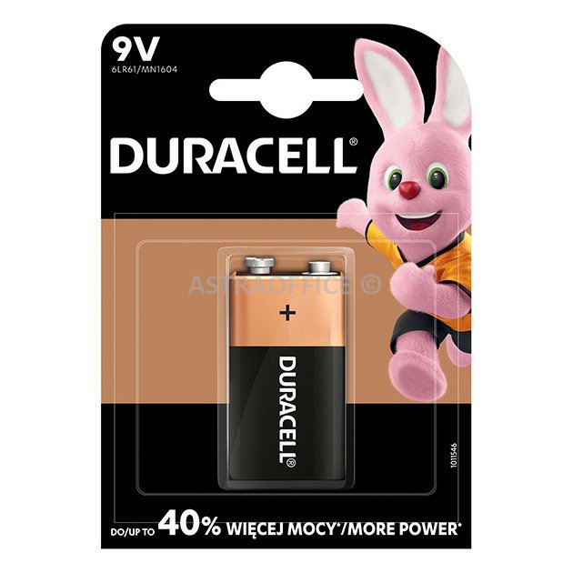 Baterie alkalická, 6LF22, 6LR61, 6LF22, 6LR61, 9V, Duracell, blistr, 1-pack, 42343, Basic