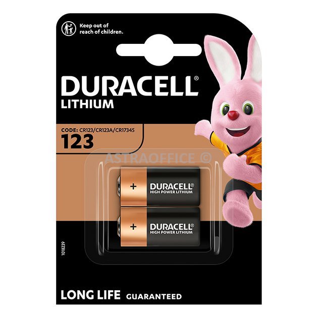 Baterie jednorázová lithiová, speciální, CR123A, Duracell, blistr, 2-pack, 42452