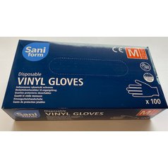 Rukavice vinylové SaniForm bezpudrové M 100 kusů