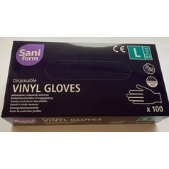 Rukavice vinylové SaniForm bezpudrové L 100 kusů