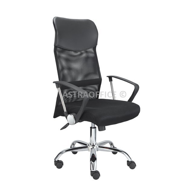 Kancelářská židle MEDEA černá s područkami na chromovém kříži, řada KLASIK