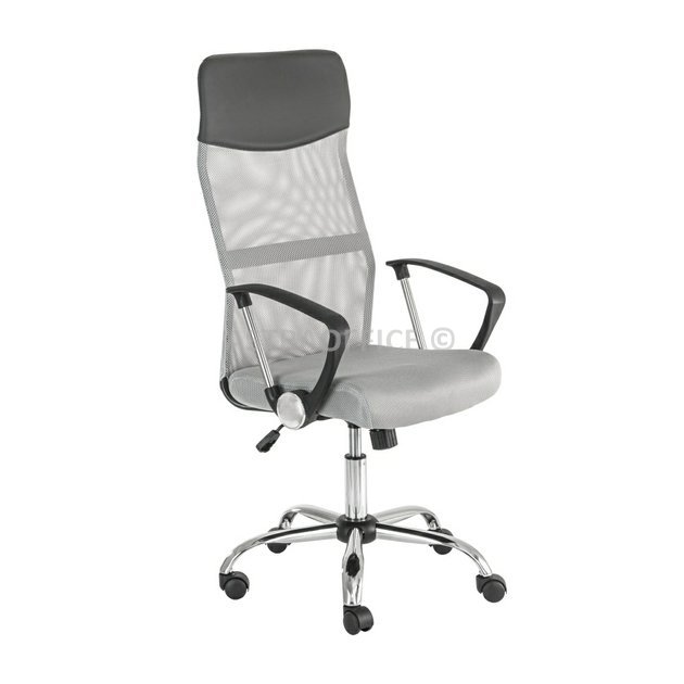 Kancelářská židle MEDEA šedá s područkami na chromovém kříži, řada KLASIK