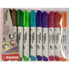 popisovače KORES Whiteboard K MARKER XW1 sada 10 barev silný kulatý hrot